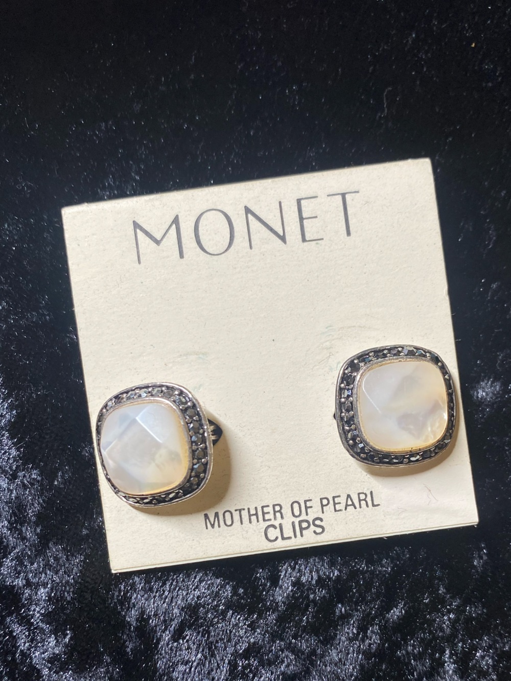 Monet Mother of Pearl Clip On Earrings